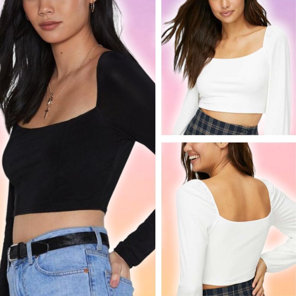 SUNDAY BEST Aritzia Prairie Cropped Longsleeve Shirt Sz Large Black